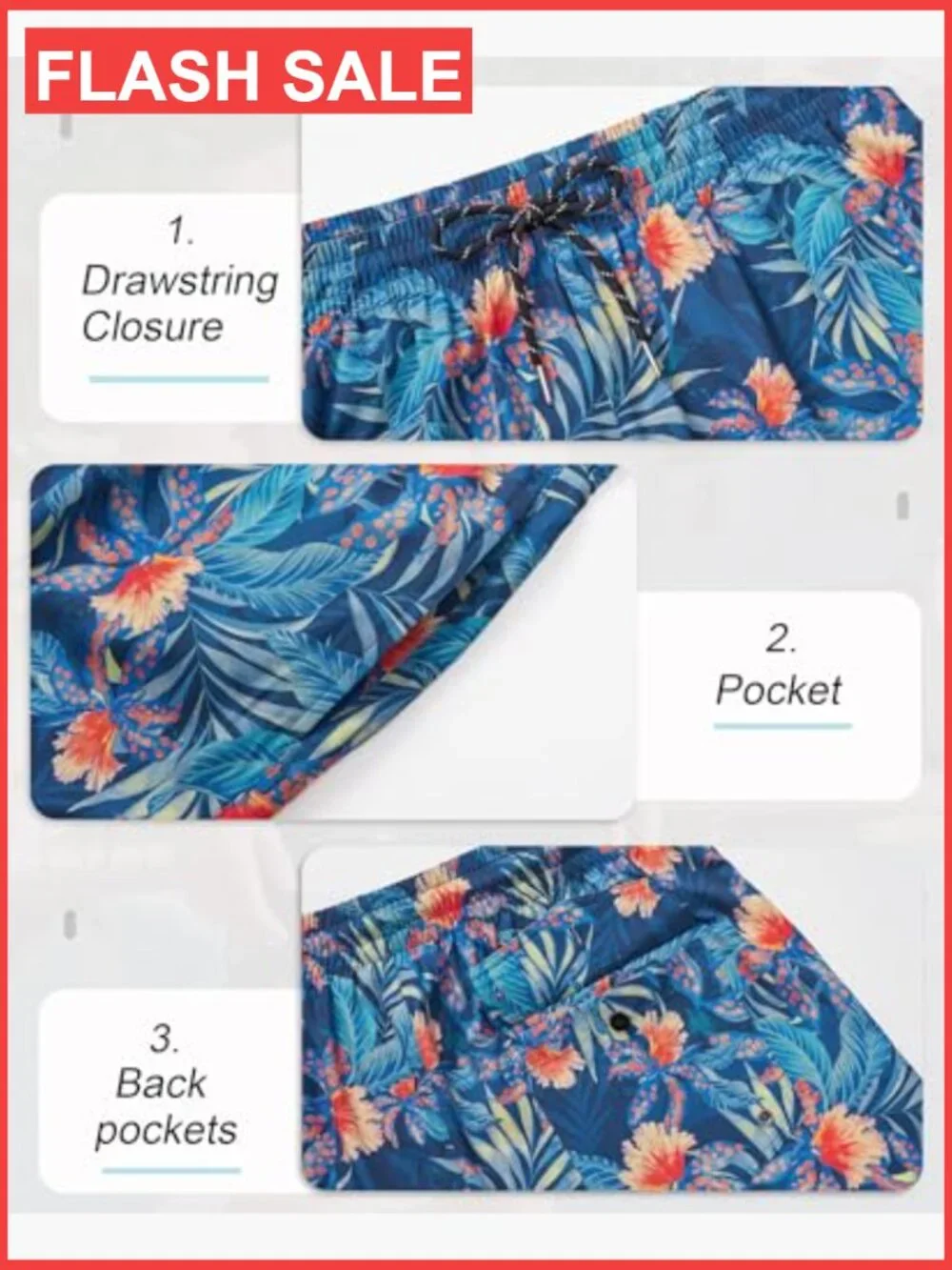 Men's 5 Inch Swim Trunks with Compression Liner Quick Dry Board Shorts with
